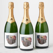 Amerikanischer Adler mit amerikanischer Flagge Schaumweinetikett (Flaschen)