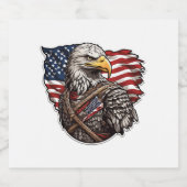 Amerikanischer Adler mit amerikanischer Flagge Schaumweinetikett (Einzelnes Label)