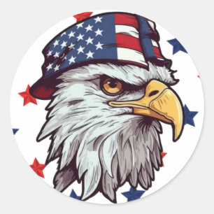 Amerikanischer Adler mit einem Hut aus den USA Runder Aufkleber