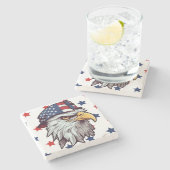 Amerikanischer Adler mit einem Hut aus den USA Steinuntersetzer (Seitenansicht)