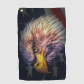 Amerikanischer Adler mit Fahne Golfhandtuch (Vorderseite)