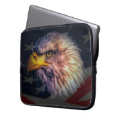 Amerikanischer Adler mit Flagge Laptopschutzhülle (Vorderseite Links)