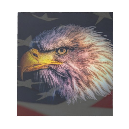 Amerikanischer Adler mit Flagge Notizblock (Vorderseite)