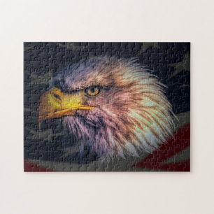 Amerikanischer Adler mit Flagge Puzzle