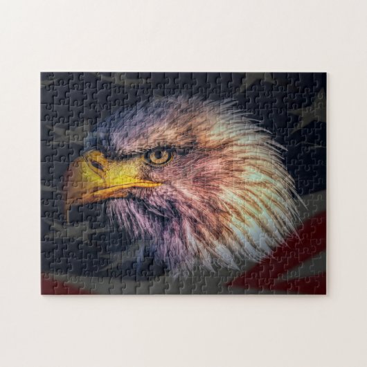 Amerikanischer Adler mit Flagge Puzzle (Horizontal)