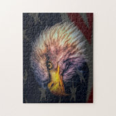 Amerikanischer Adler mit Flagge Puzzle (Vertikal)