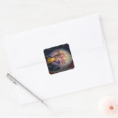 Amerikanischer Adler mit Flagge Quadratischer Aufkleber (Umschlag)