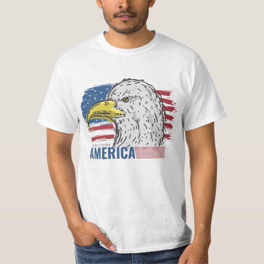 Amerikanischer Adler mit Flagge T-Shirt (Vorderseite)