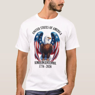 Amerikanischer Adler mit Flaggenwingen 1776-2026 T-Shirt