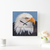 Amerikanischer Adler mit Ihrem Text Quadratische Wanduhr (Zuhause)