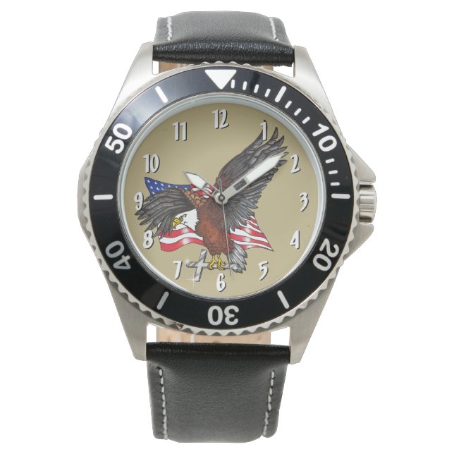 Amerikanischer Adler mit Kreuz Armbanduhr (Vorderseite)