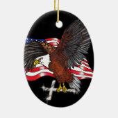 Amerikanischer Adler mit Kreuz Keramik Ornament (Hinten)