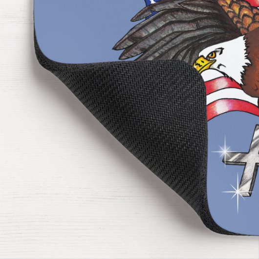 Amerikanischer Adler mit Kreuz Mousepad (Ecke)