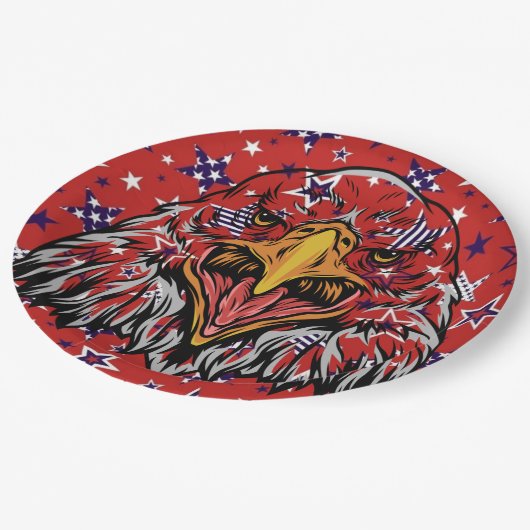 Amerikanischer Adler mit Red Star Hintergrund Pappteller (Schrägansicht)