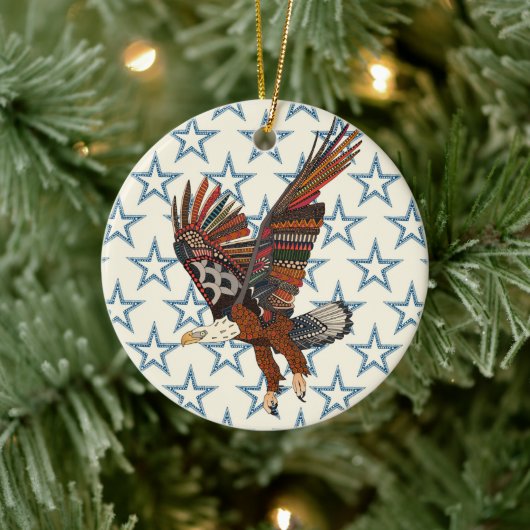 Amerikanischer Adler-Perle Keramik Ornament (Baum)