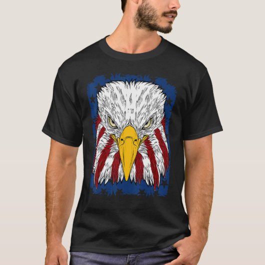 Amerikanischer Adler Petriotic mit Flag "merica US T-Shirt (Vorderseite)