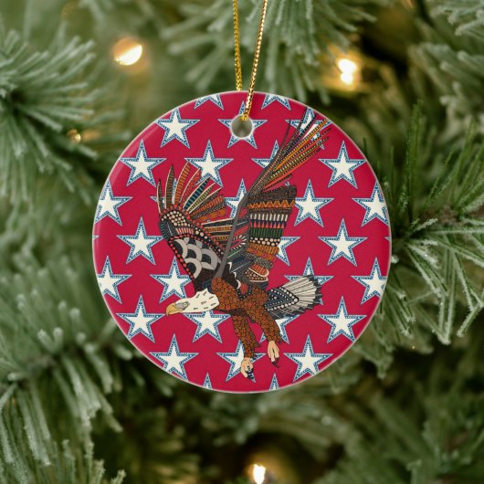 Amerikanischer Adler rot Keramik Ornament (Baum)