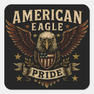 Amerikanischer Adler-Stolz – Kühne USA-Freiheit Quadratischer Aufkleber