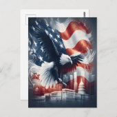 Amerikanischer Adler stürzt über das Stadtbild Postkarte (Vorne/Hinten)