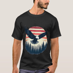 Amerikanischer Adler Wald Sonnenuntergang T-Shirt