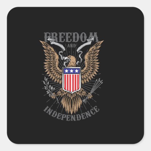 Amerikanischer Adler zeichnend Quadratischer Aufkleber (Vorderseite)