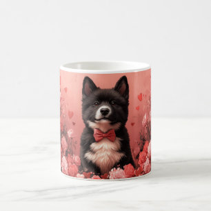 Amerikanischer Akita mit Rosen - Valentinstag Kaffeetasse
