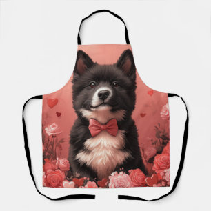 Amerikanischer Akita mit Rosen - Valentinstag Schürze