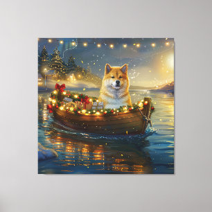 Amerikanischer Akita Weihnachtsfestreise Leinwanddruck