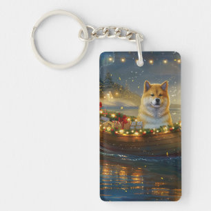 Amerikanischer Akita Weihnachtsfestreise Schlüsselanhänger