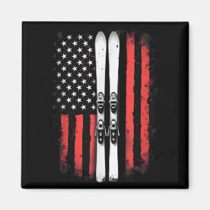 Amerikanischer Alpenskifahrer unter der Flagge _5 Magnet