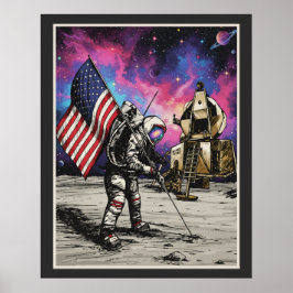 Amerikanischer Astronaut patriotische lebendige Fa Poster
