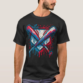 Amerikanischer Baseball-Drip-Graffiti-Ball und Sch T-Shirt