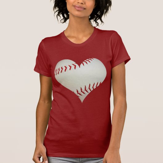 Amerikanischer Baseball in einer Herz-Form T-Shirt (Vorderseite)