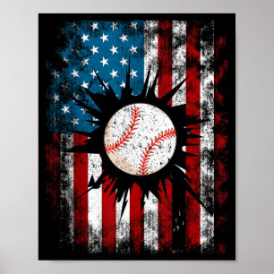 Amerikanischer Baseball US-Flagge 4. Juli Jungen Poster