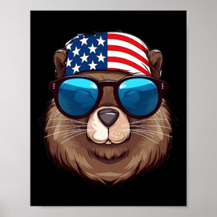 Amerikanischer Biber mit Tag der Unabhängigkeit de Poster