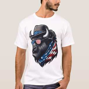 Amerikanischer Bison Flagge USA Bison 4. Juli Jung T-Shirt