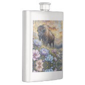 Amerikanischer Bison im blumigen Bergtal Flachmann (Rechts)