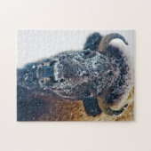 Amerikanischer Bison im Schnee-Tier-Puzzlespiel Puzzle (Horizontal)