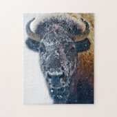 Amerikanischer Bison im Schnee-Tier-Puzzlespiel Puzzle (Vertikal)