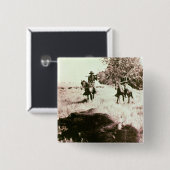 Amerikanischer Bison-Jäger (b/w Foto) Button (Vorne & Hinten)