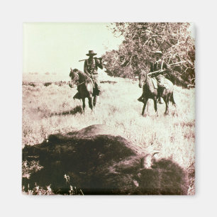 Amerikanischer Bison-Jäger (b/w Foto) Magnet