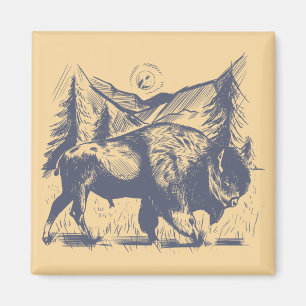 Amerikanischer Bison - Nationales Säugetier Magnet