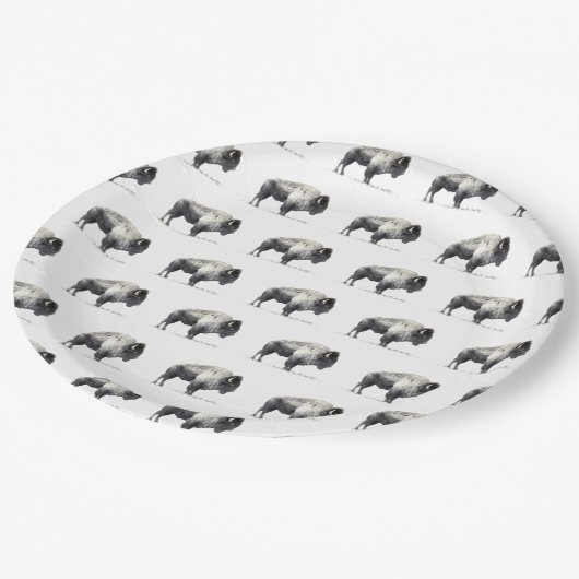 Amerikanischer Bison Pappteller (Schrägansicht)
