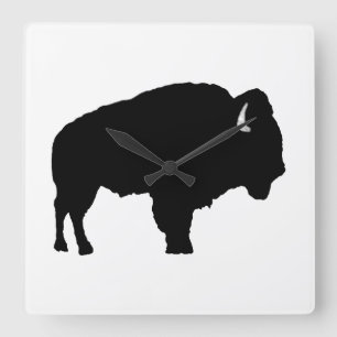 Amerikanischer Bison Quadratische Wanduhr