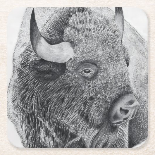 Amerikanischer Bison Rechteckiger Pappuntersetzer (Vorderseite)
