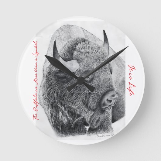 Amerikanischer Bison Runde Wanduhr (Vorderseite)