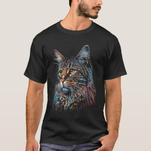 Amerikanischer Bobtail Farbige Grafik Katzenpapa T-Shirt