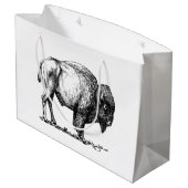 Amerikanischer Büffel-Bison Große Geschenktüte (Rückseite Schrägansicht)