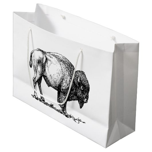 Amerikanischer Büffel-Bison Große Geschenktüte (Vorderseite Schrägansicht)