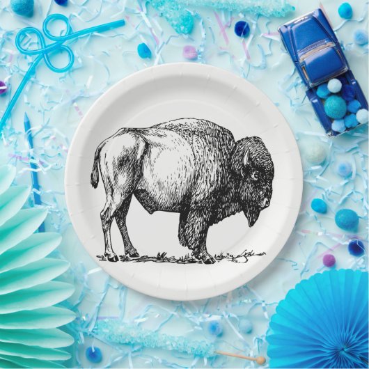 Amerikanischer Büffel-Bison Pappteller (Party)